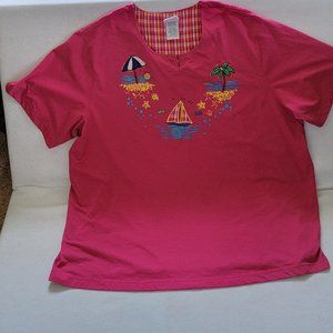Womens ~ Summer Time  (Beach, Sailboat Palm Tree) Quality T-Shirt